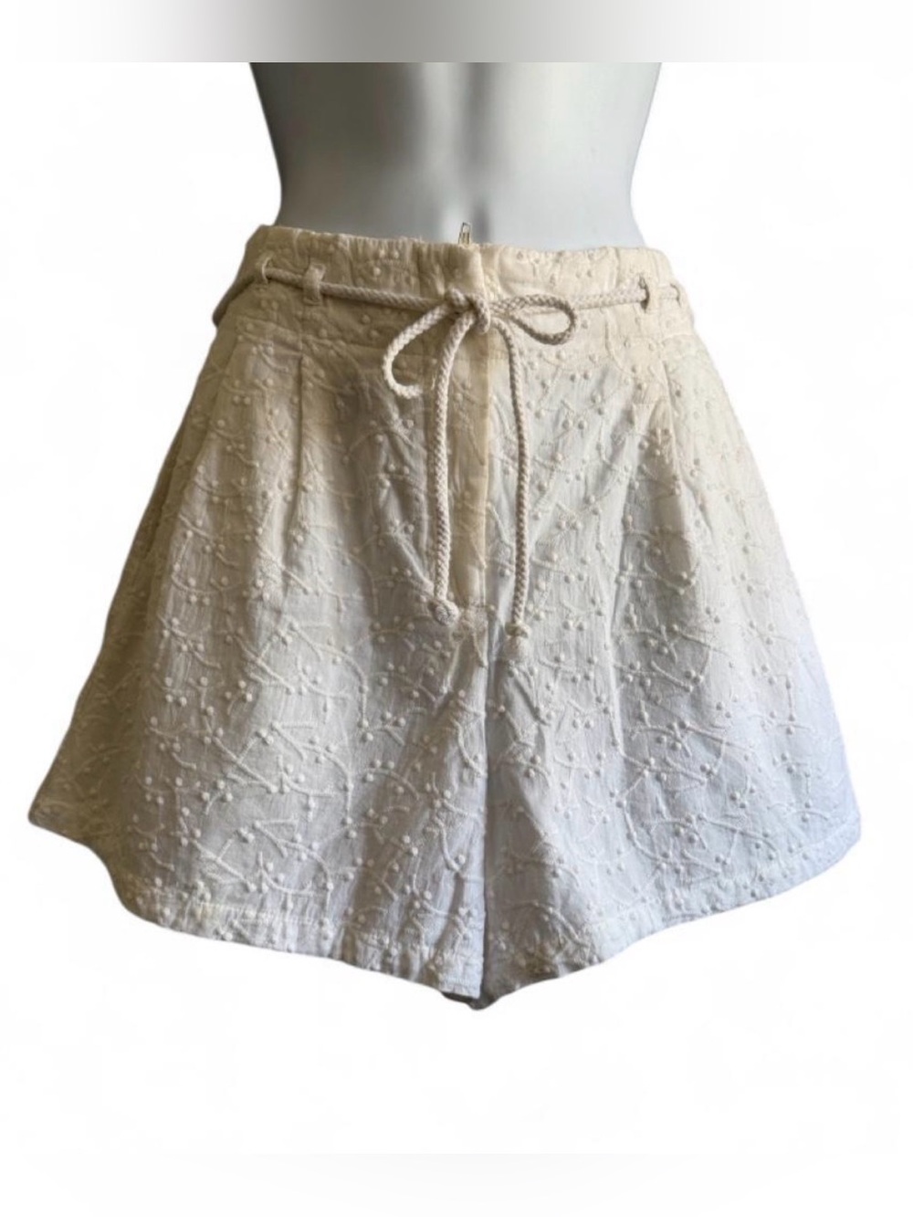 Mango white Embroidered Drawstring Shorts